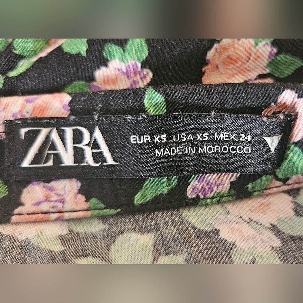 Zara Floral Midi Skirt Black Pink Romantic Cottagecore XS - Picture 10 of 11